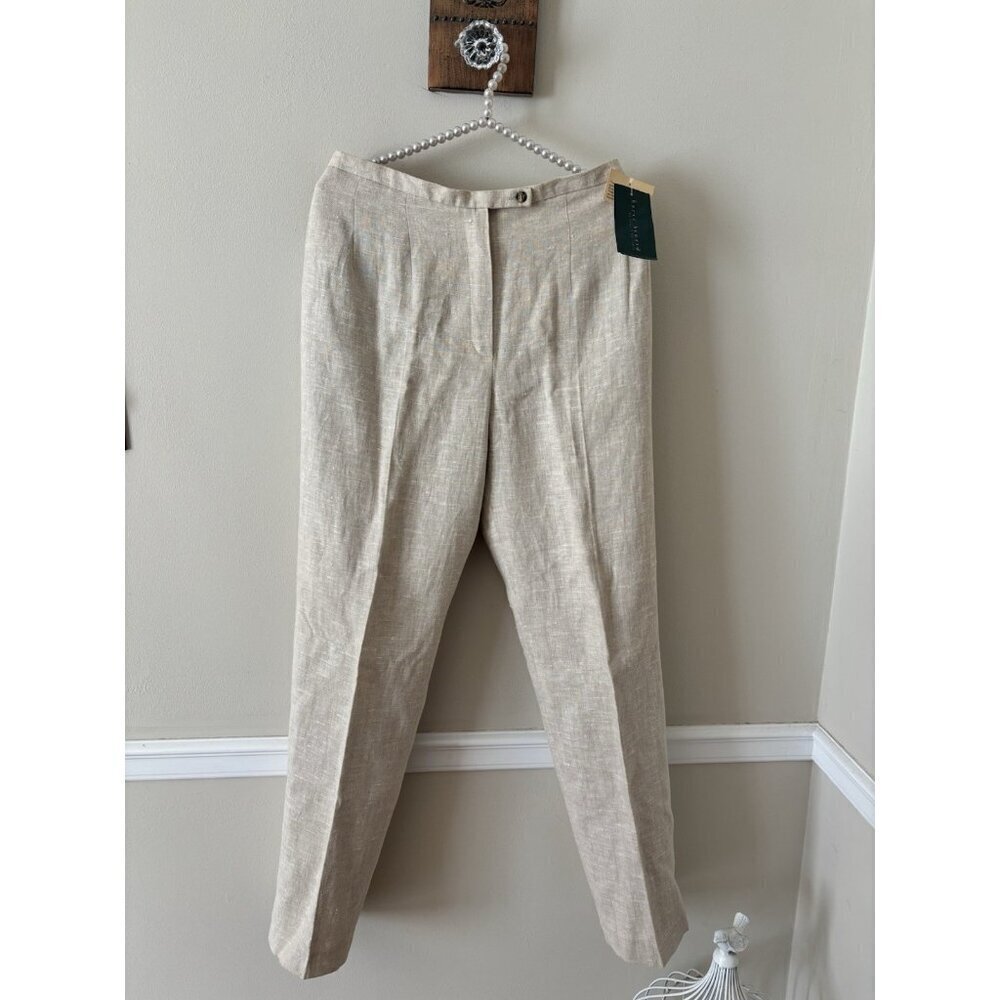 NWT Vintage Harve Benard Womens Size 10 Linen Dress Pants Beige Lined